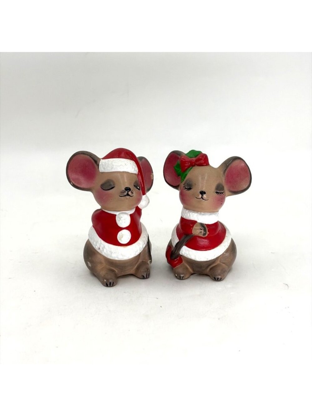 Vintage Christmas Mice Mouse Figurines by Kathy and Donna Holiday Decor - Set 2
